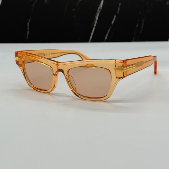 NEW BV1122S 007 BOTTEGA VENETA ORANGE BROWN CAT EYE WOMEN SUNGLASSES - Picture 5 of 11